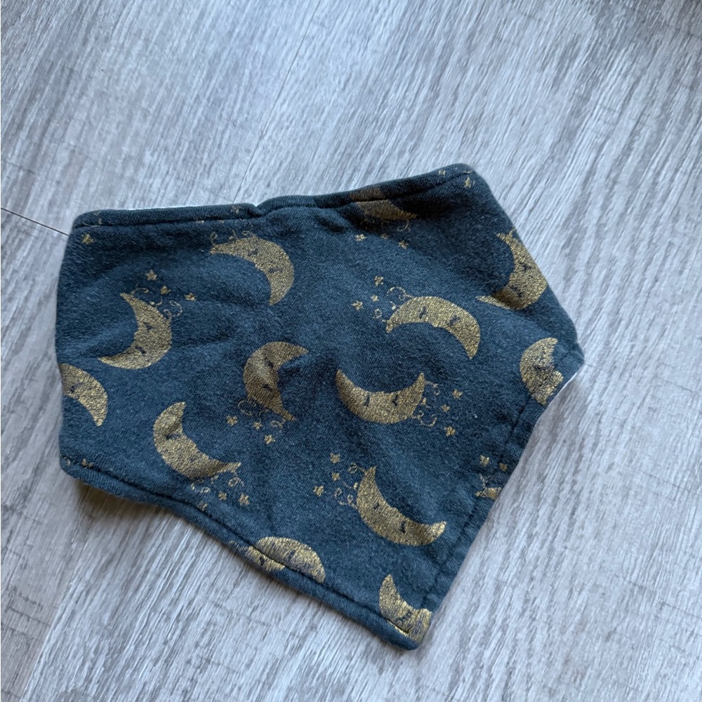 Source Unknown Gold and Gray Moon Bib